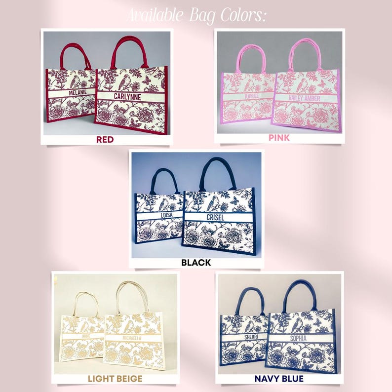 Chic Custom Tote Bag for Her | Personalized Canvas Tote Bags for Bachelorette, Birthday, Christmas | Wedding Favors | Bridesmaid Gift image 2