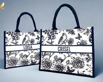 Chic Custom Tote Bag | Personalized Name Canvas Tote | Bridesmaid Gift, Wedding Favor, Christmas, Gift for Her