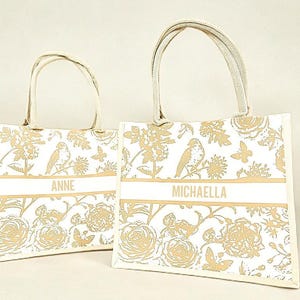 Personalized Name Tote Bag | Bridesmaid Customized Bag | Canvas Tote Hand Bags for Bachelorette, Birthday, Gift for Her | Wedding Favors