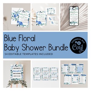 Floral Baby Shower Bundle Editable Baby Shower Set Floral Baby Shower Package For Boy Baby Shower Editable Baby Shower