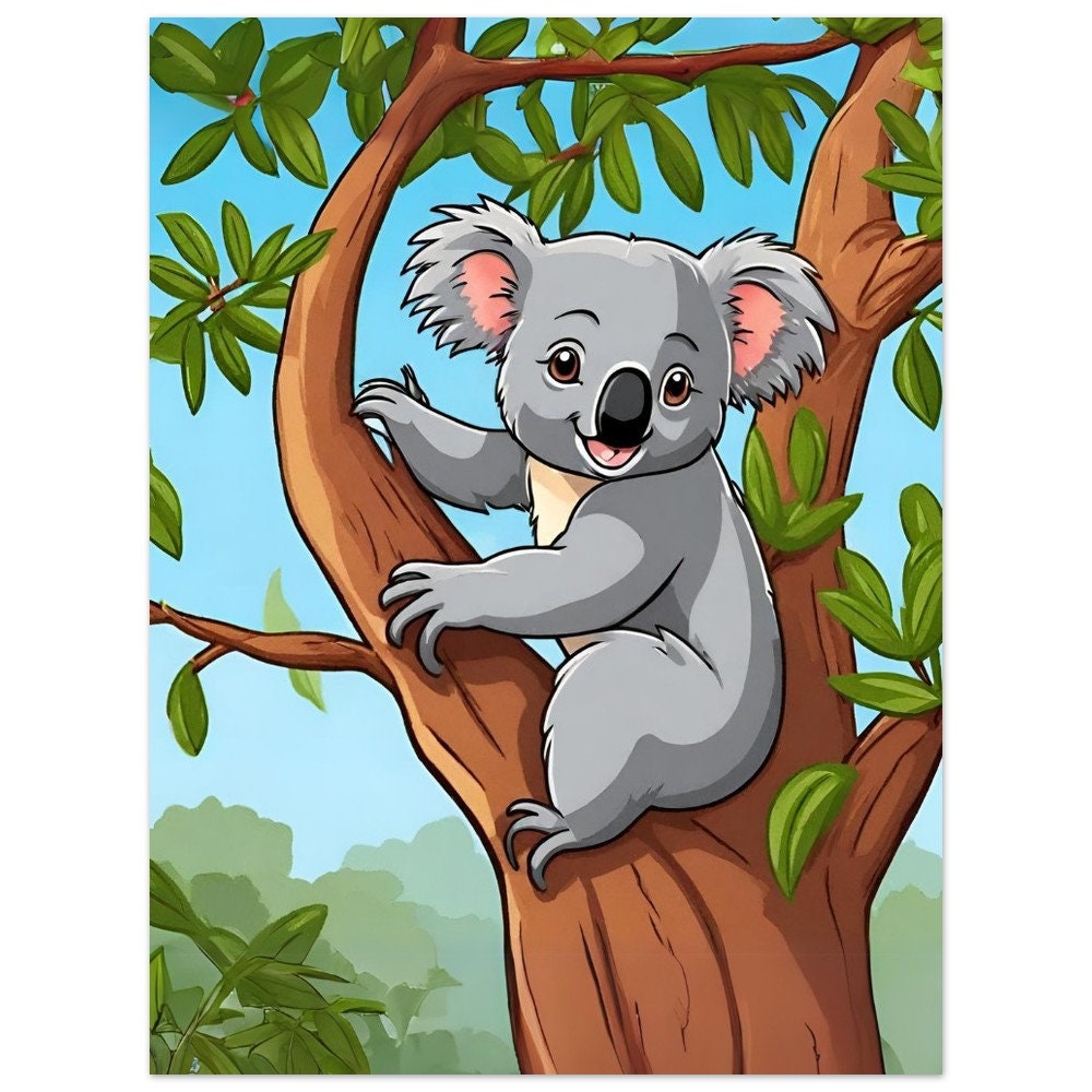 Australian koala colourful acrylic painting art drawing zentangle doodle  native animal print