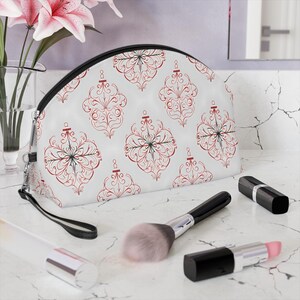 Elegant Floral Makeup Bag, Cosmetic Organizer, Gift for Her, Makeup Pouch, Beauty Essentials Case, Traveling Makeup Storage