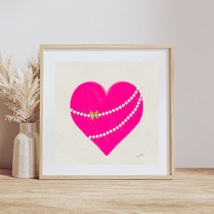 Pearl heart and golden buckle, wall art, gift for all occasions, original handmade creation to print