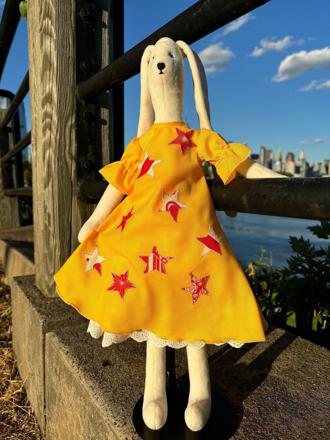 Heirloom Plush Stuffed Bunny Fashionista in Star-studded Summer Dress ...