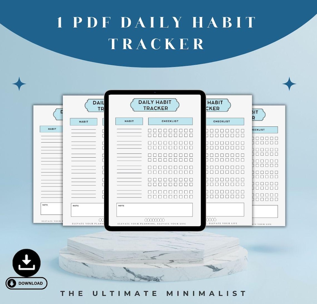 Daily Habit Tracker Printable: Minimalist Goal Planner (digital ...