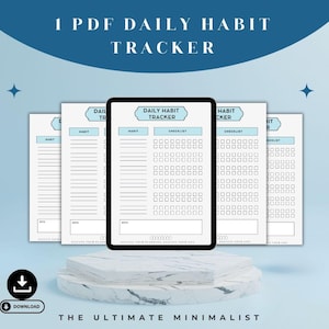 Premium Daily Habit Tracker Printable PDF | Minimalist Routine & Goal Planner | Digital Download Habit Checklist