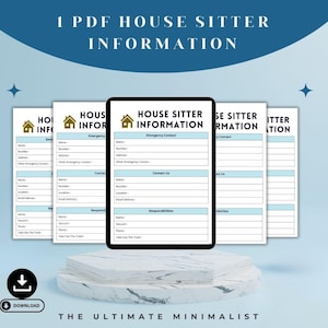 House Sitter Information Template: Emergency Contacts & Duties Checklist (PDF Printable, Editable Spaces)