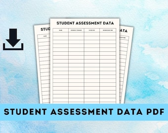Student Assessment Data Tracker PDF, Printable Planner (Digital Download)