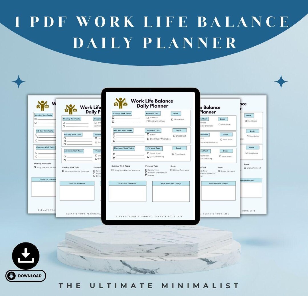 Premium Work Life Balance Daily Planner PDF | Printable Wellness ...