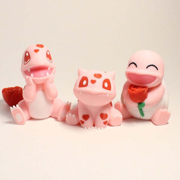 Mother's Day Charmander, Bulbasaur, Squirtle, Anniversary Love Gift Set, Pokemon Figures (3D Printed)