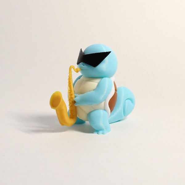 Squirtle Saxophone Figure (3D Printed), Pokemon Fan Gift, Viral Meme Decor, TikTok Inspired