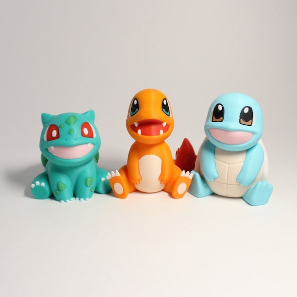 Charmander Squirtle Bulbasaur Figures (Pokemon 3D Printed Toys) Cute Collectibles for Fans