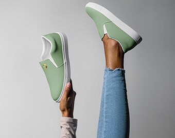 Women's Mint Green Slip-On Canvas Shoes