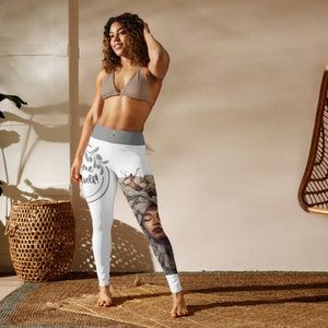 White Chaitanya Abara &quot;Become Yourself&quot; Inspirational Women&#39;s Leggings