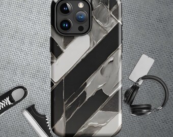 Unique Tough Case for iPhone®- Black and White Glass Design