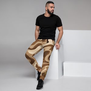 Brown and Tan Eternal Agape Men&#39;s Camo Joggers