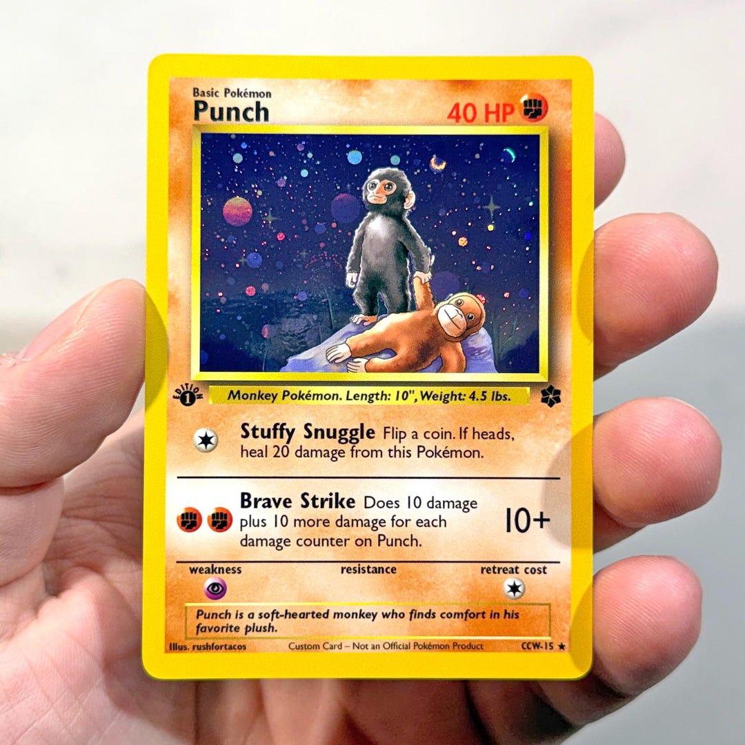Punch Monkey - Custom Holographic Card - Etsy