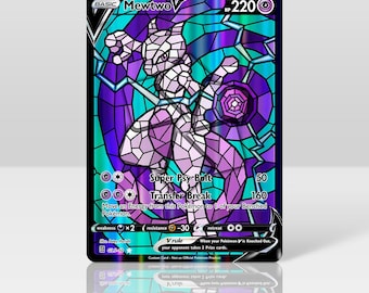 Mewtwo V - Stained Glass - Custom Holographic & Textured Card