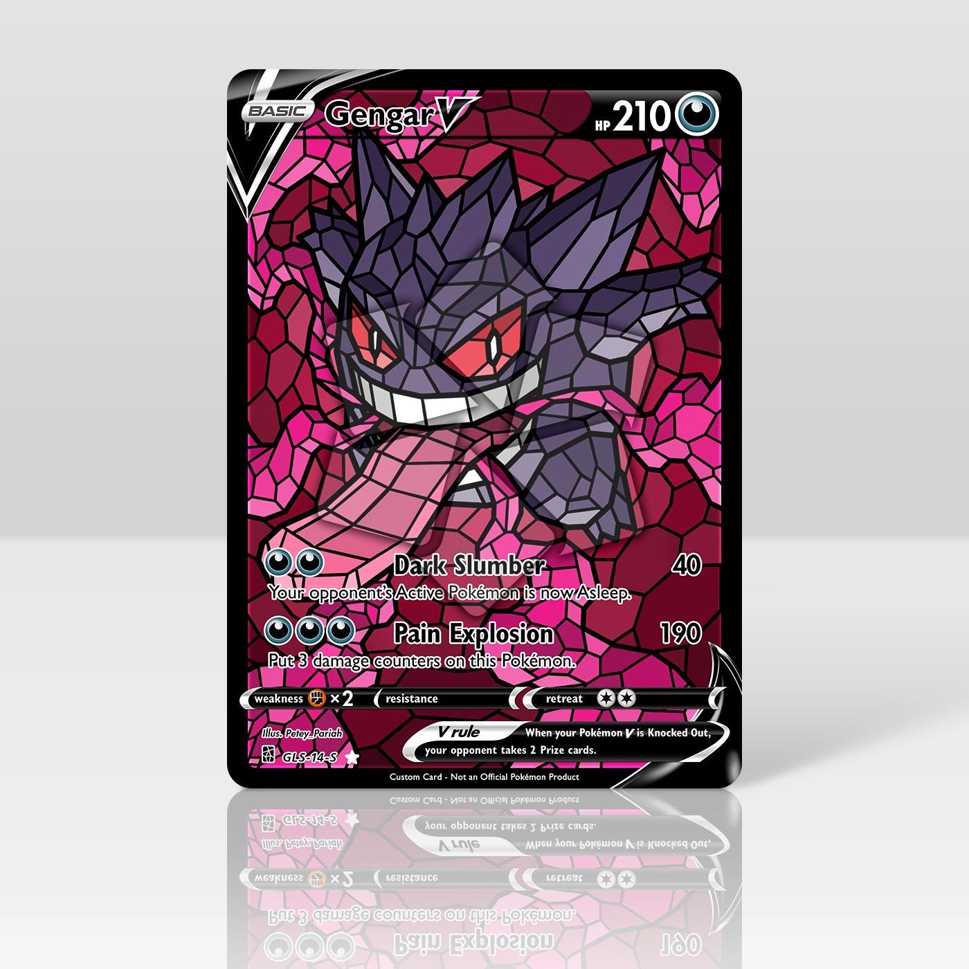 Gengar V - Stained Glass - Custom Holographic \u0026 Textured Card - Etsy Norway, image size:1400x1400