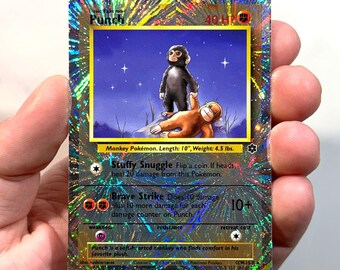 Punch Monkey - Custom Holographic Card - Etsy