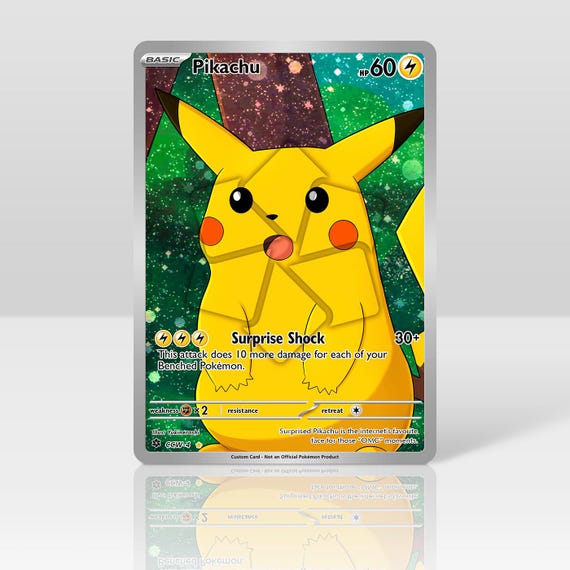 びっくりピカチュウ - カスタムホログラフィックカード - Etsy 日本