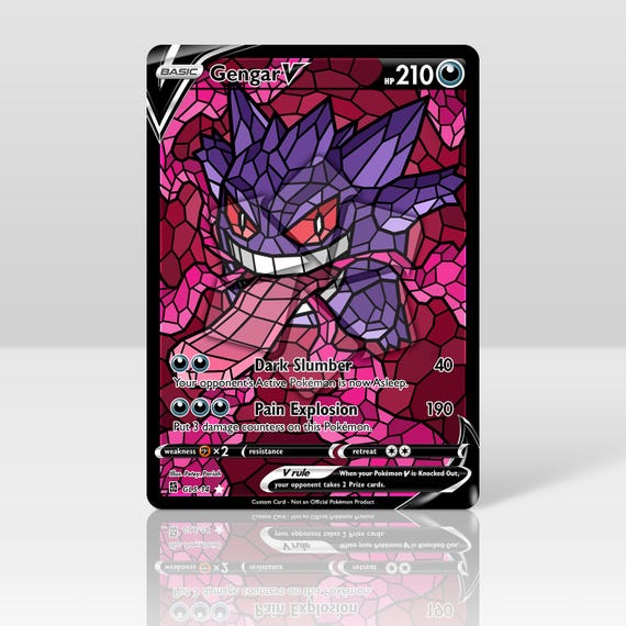 Gengar V - Stained Glass - Custom Holographic & Textured Card - Etsy Norway Gengar V - Stained Glass - Custom Holographic & Textured Card - Etsy Norway