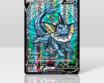 Vaporeon V - Stained Glass - Custom Holographic & Textured Card