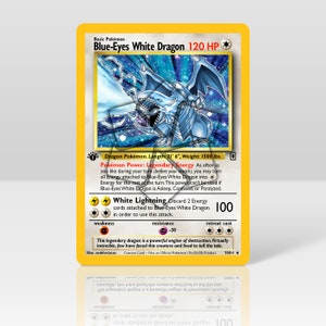 Blaue Augen weißer Drache - Crossover - Personalisierte holografische Karte