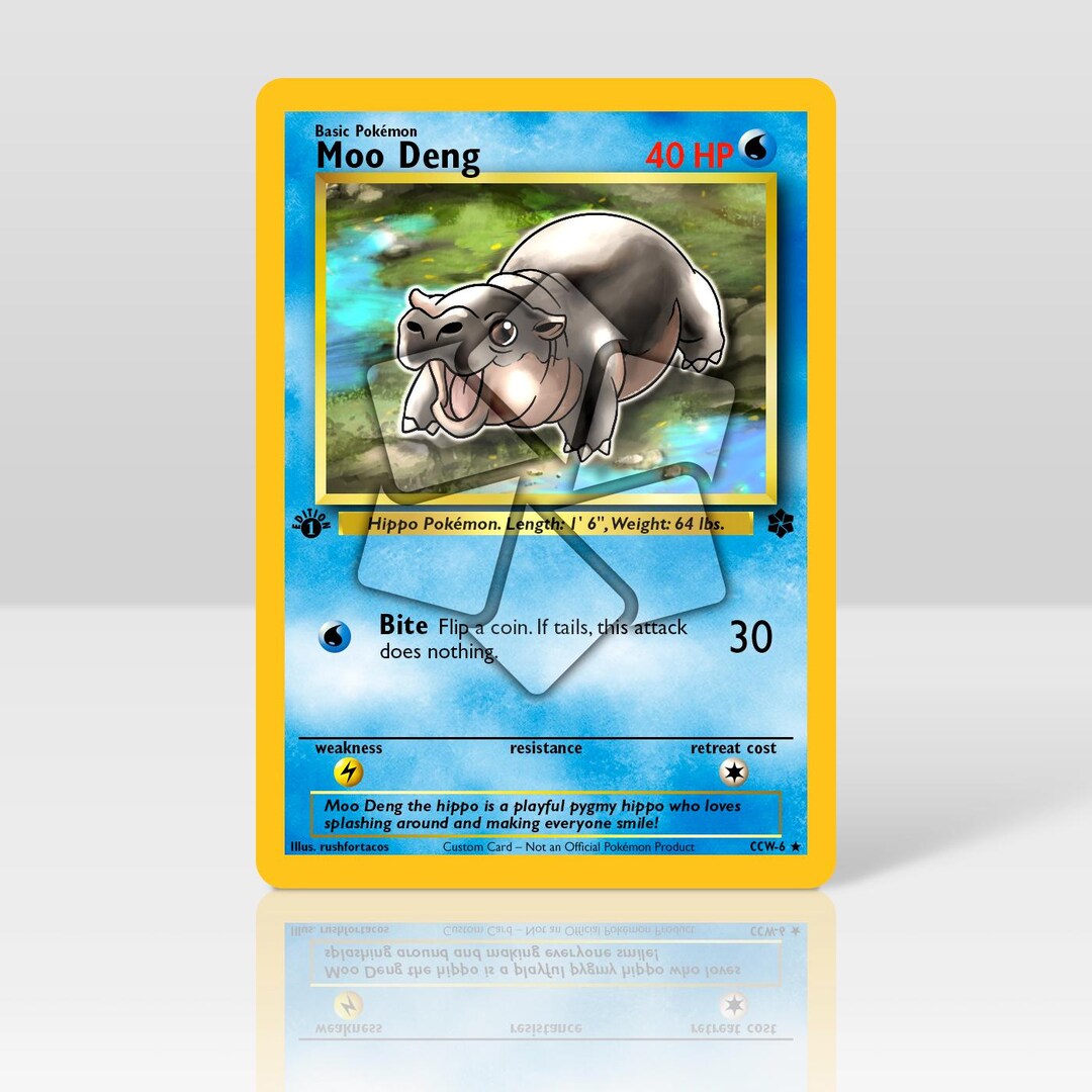 Moo Deng - Custom Holographic Card - Etsy
