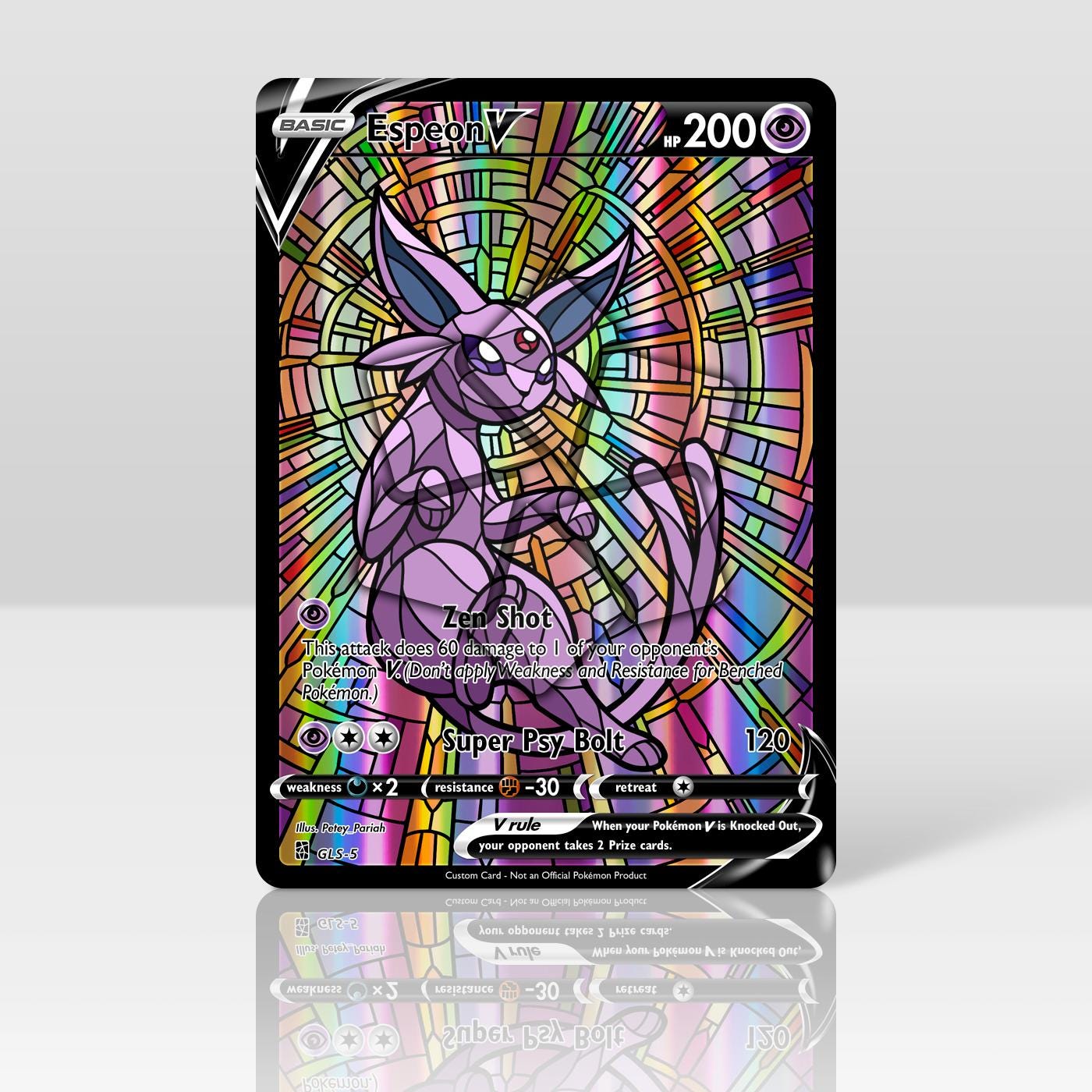 Espeon V - Stained Glass - Custom Holographic & Textured Card - Etsy Espeon V - Stained Glass - Custom Holographic & Textured Card - Etsy