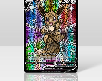 Eevee V - Stained Glass - Custom Holographic & Textured Card