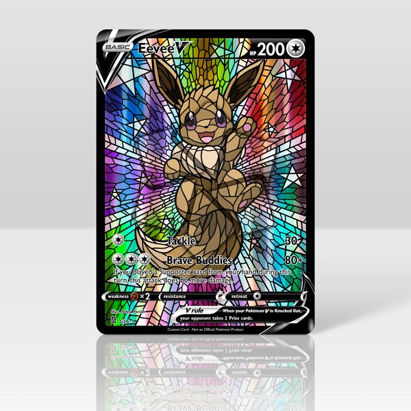 Eevee V - Stained Glass - Custom Holographic & Textured Card