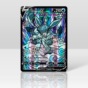 Glaceon V - Stained Glass - Custom Holographic & Textured Card