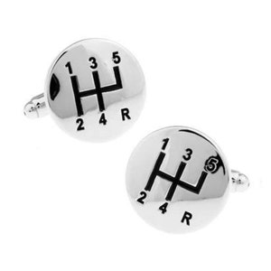 Silver Car Gear Cufflinks