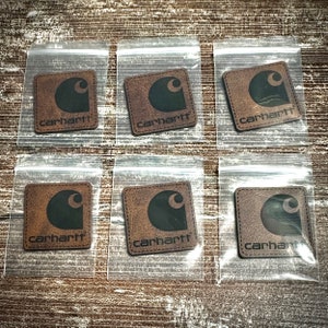 Carhartt Logo Laser Engraved Leatherette Patch with Iron on Adhesive PACK OF 6, 12, or 20. Save more when you buy more!