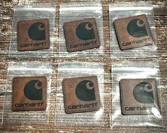 Carhartt Logo Laser Engraved Leatherette Patch with Iron on Adhesive PACK OF 6, 12, or 20. Save more when you buy more!