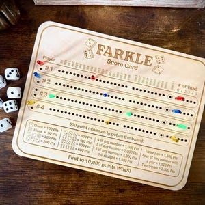 Farkle Dice Game | Ten Thousand Game | Game Night | Camping | Wood Game | Personalized Gift | Dice Game