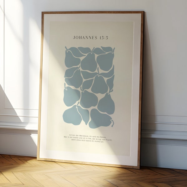 Johannes 15:5 Poster mit Bibelvers  • auf Deutsch • Jesus Dekoration modern • Kunstdruck christlich • Wandbild  • Inspirierend  • Christlich