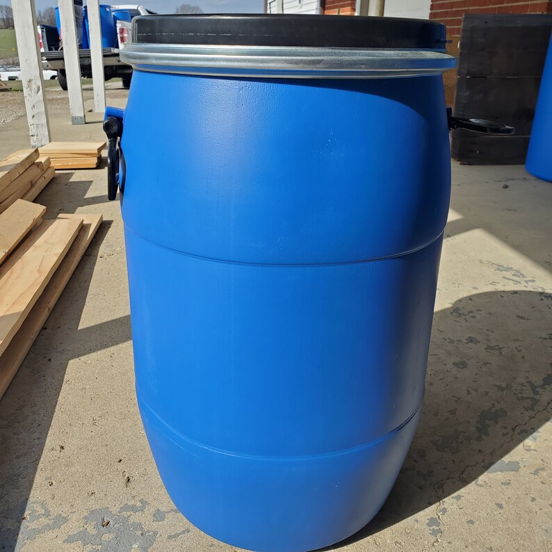 15 Gallon Barrel Drum Food Grade With Resealable Lid, Metal Locking