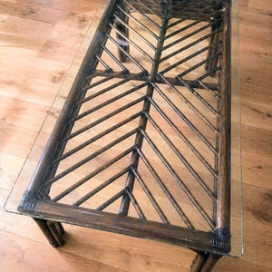 Vintage Bamboo Coffee Table Base, Pencil Reed Rattan, Boho Chic Coastal Decor, Hollywood Regency Style Table Base
