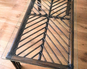 Vintage Bamboo Coffee Table Base, Pencil Reed Rattan, Boho Chic Coastal Decor, Hollywood Regency Style Table Base