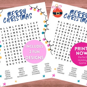 Christmas Word Search, Printable Christmas Game, Fun Group Game, Family Game, Christmas Worksheet