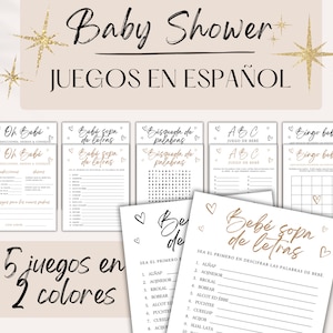 Spaanse bundel 'babyshowerspel', goud of minimalistisch zwart, genderneutraal