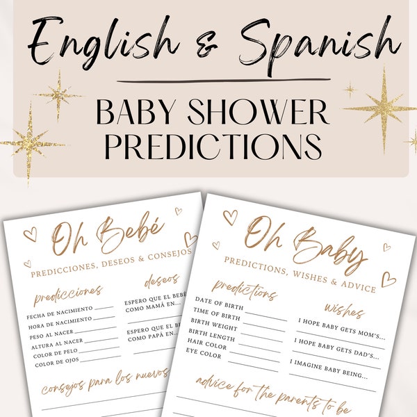 English & Spanish Baby Predictions Advice Keepsake, Printable Download