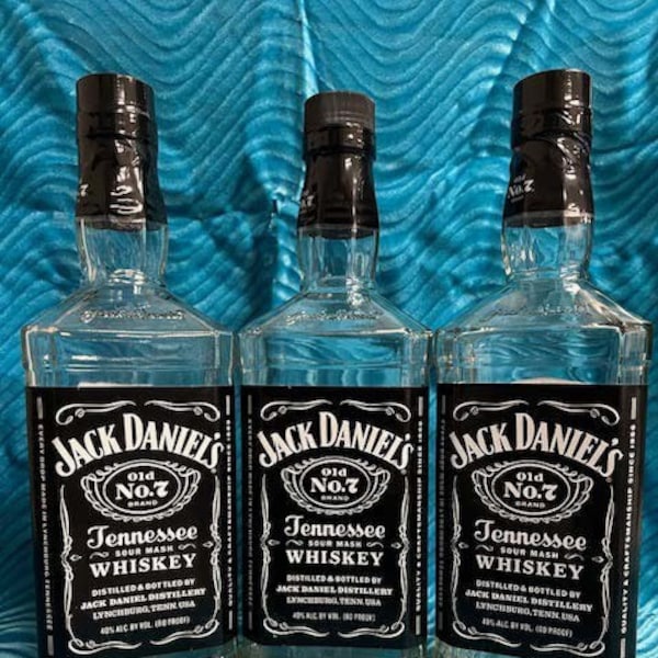 Empty Jack Daniels Tennessee Whiskey Bottle, Upcycled, Recycled, 1, 2 or 3 bottles Distillery