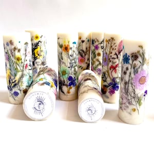 Hand pressed flower botanical candles