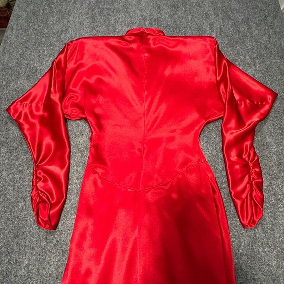 Vintage Red Satin Long Dress Long Sleeves Women's… - image 1