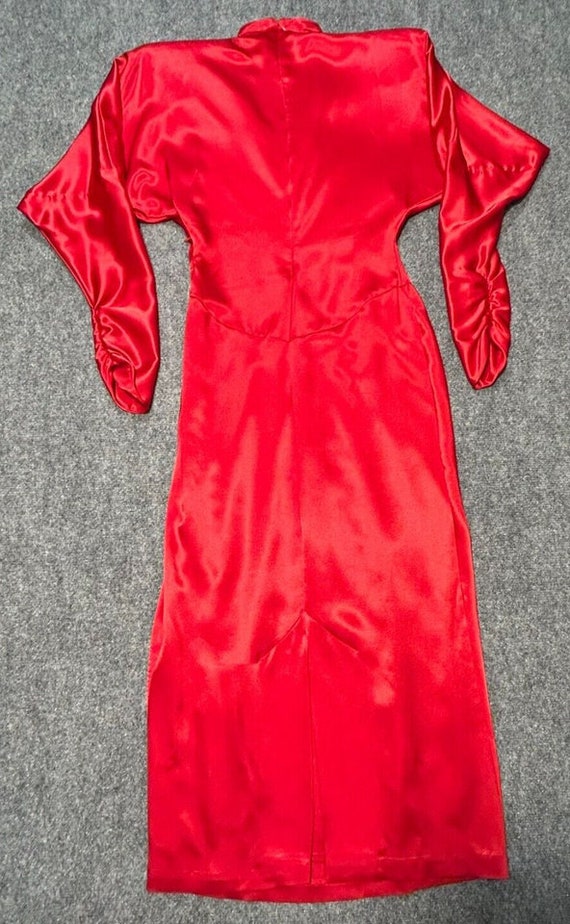 Vintage Red Satin Long Dress Long Sleeves Women's… - image 4