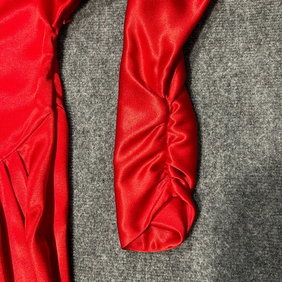 Vintage Red Satin Long Dress Long Sleeves Women's… - image 3