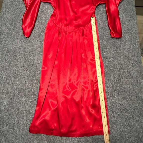 Vintage Red Satin Long Dress Long Sleeves Women's… - image 7
